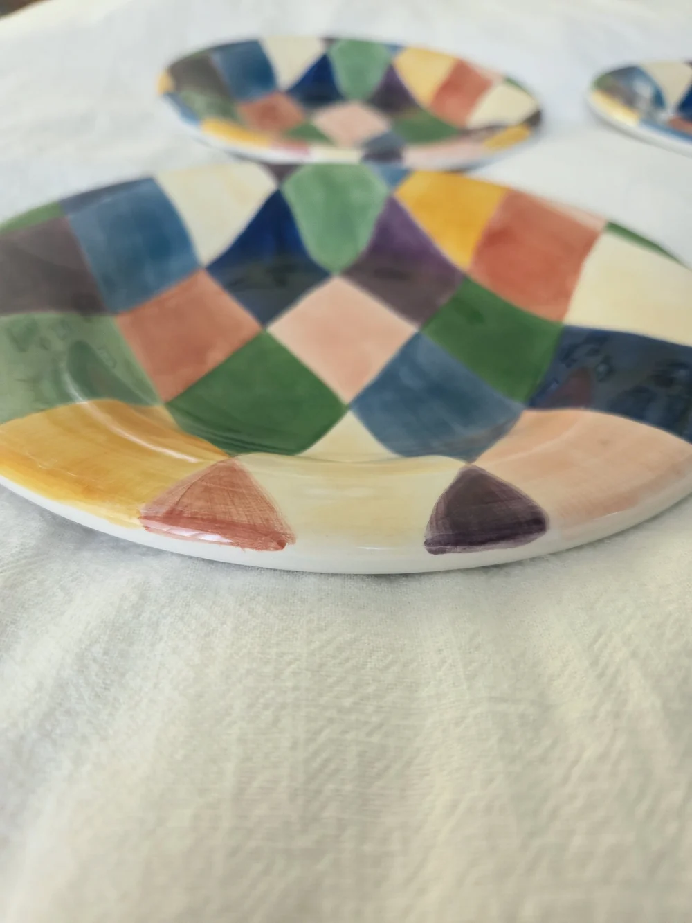 4 Carnival Multicolor Harlequin Handpainted Salad Plate by TableTops Unlimited